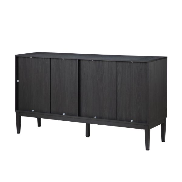 Hargapas Black Herringbone 4 Door Modern Sideboard with Metal Legs 3