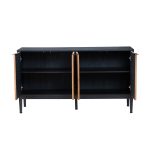 Hargapas Black Herringbone 4-Door Modern Sideboard with Metal Legs 10 Hargapas Black Herringbone 4-Door Modern Sideboard with Metal Legs
