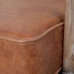 Harman II Cream Fabric and Brown Leather Seat Accent Chair
