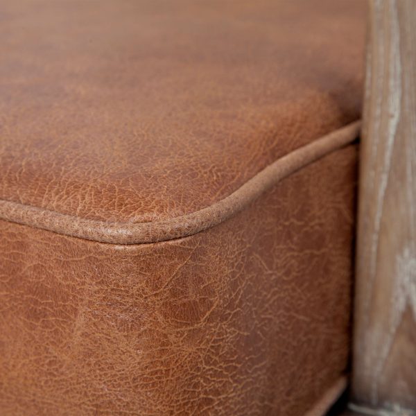 Harman II Cream Fabric and Brown Leather Seat Accent Chair 6