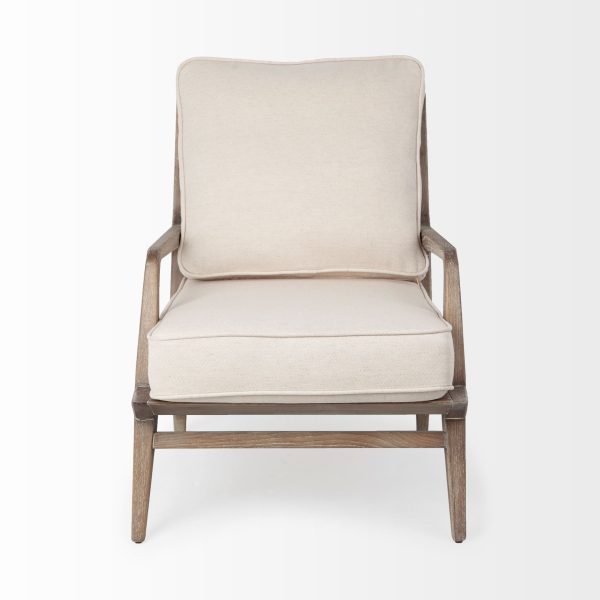 Harman II Off White Fabric Seat w Wood Frame Accent Chair 4