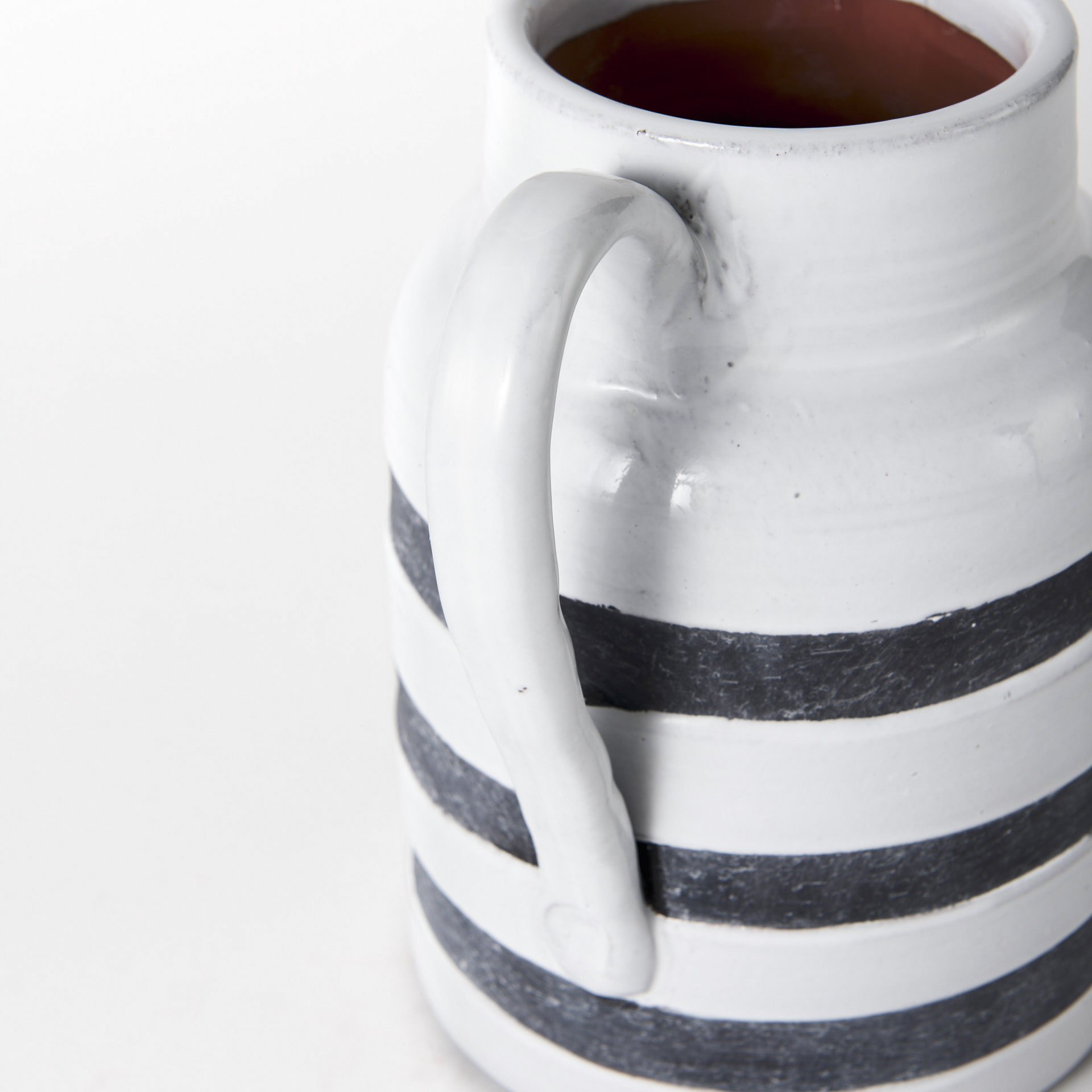 Harmon II Large White w/ Charcoal Stripes Ceramic Jug 8 Harmon II Large White w/ Charcoal Stripes Ceramic Jug - Image 8