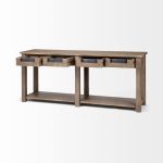 Harrelson III 72L x 18W Brown Wood 4 Drawer Console Table