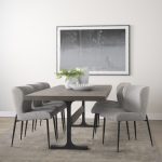 Hartt Dining Chair W/ Matte Black Metal Frame and Gray Fabric