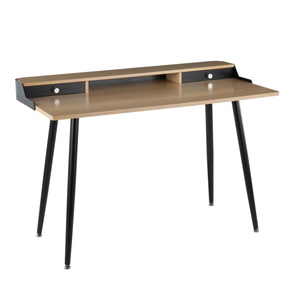 Harvey Contemporary Black Steel and Wood Desk 1