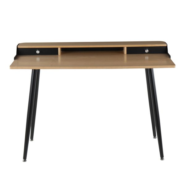 Harvey Contemporary Black Steel and Wood Desk 5