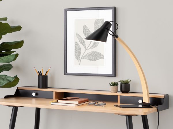 Harvey Contemporary Black Steel and Wood Desk