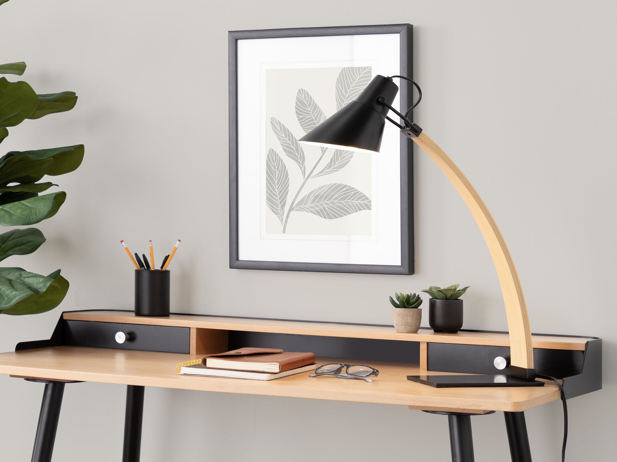Harvey Contemporary Black Steel and Wood Desk 1 Harvey Contemporary Black Steel and Wood Desk