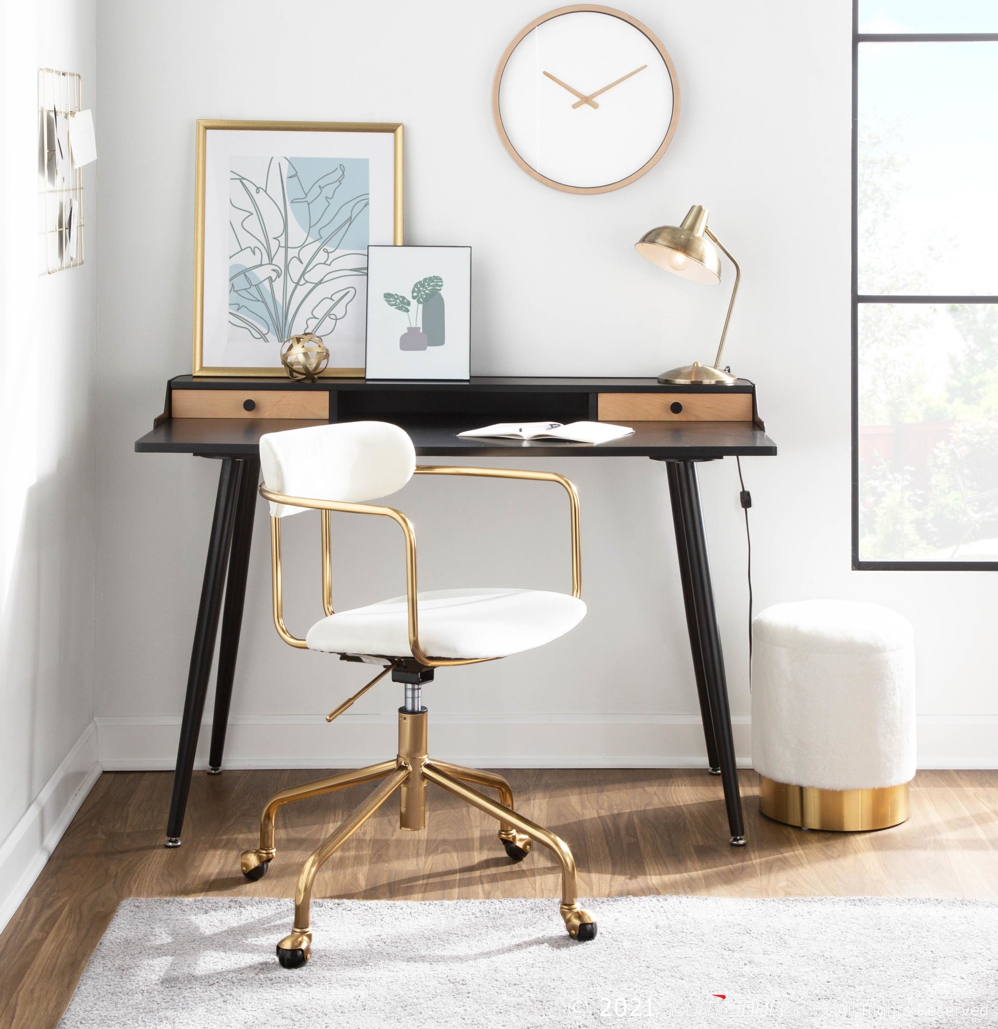 Harvey Contemporary Black Wood Desk with Storage 2 Harvey Contemporary Black Wood Desk with Storage - Image 2