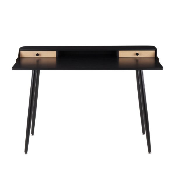 Harvey Contemporary Black Wood Desk with Storage 10