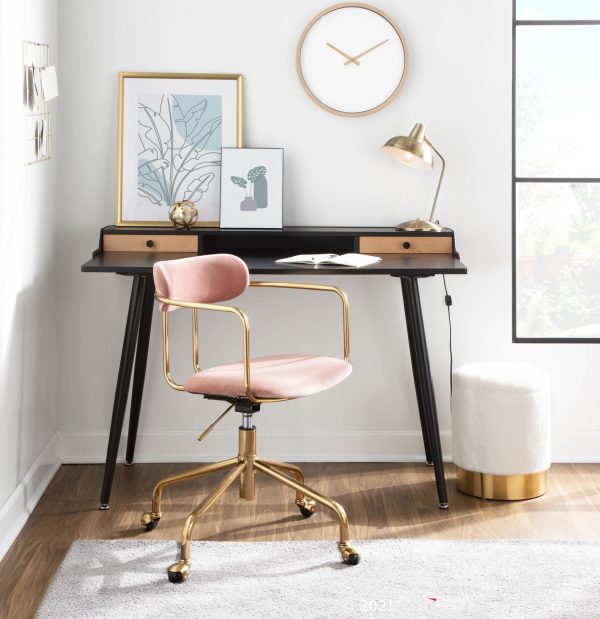 Harvey Contemporary Black Wood Desk with Storage 2