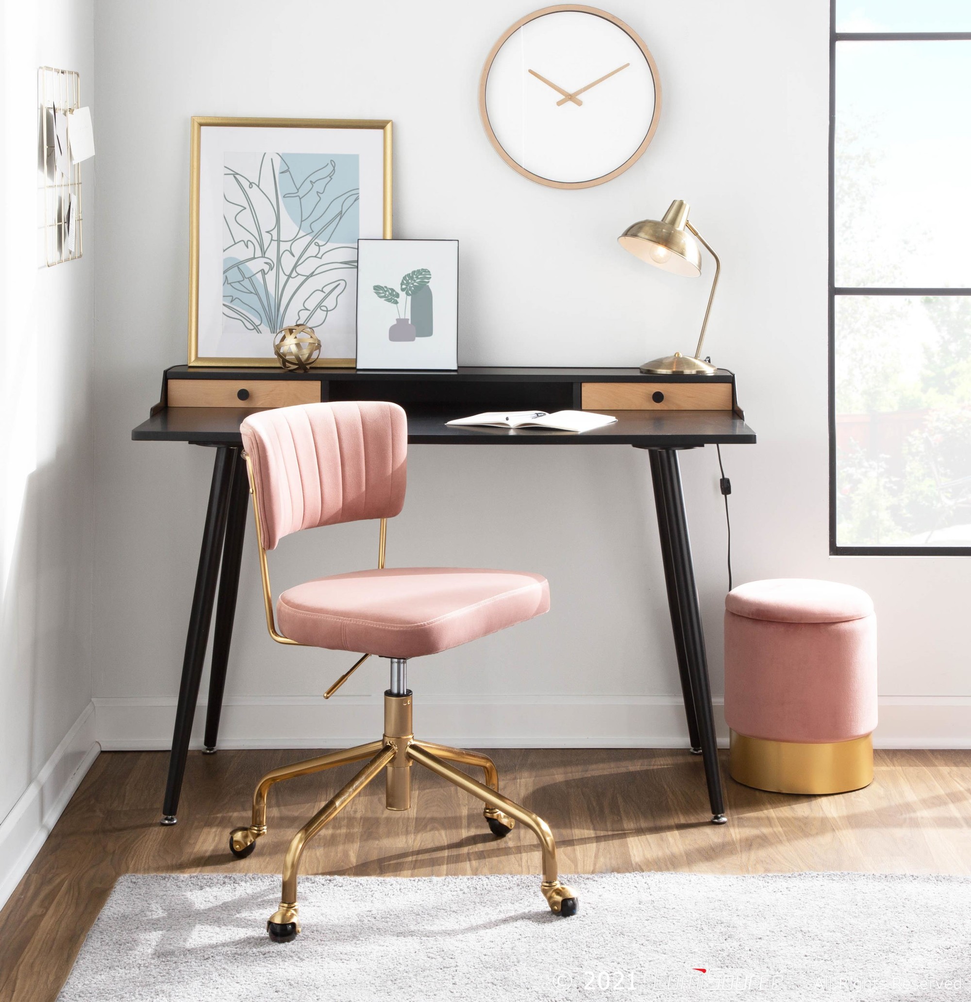 Harvey Contemporary Black Wood Desk with Storage 4 Harvey Contemporary Black Wood Desk with Storage - Image 4