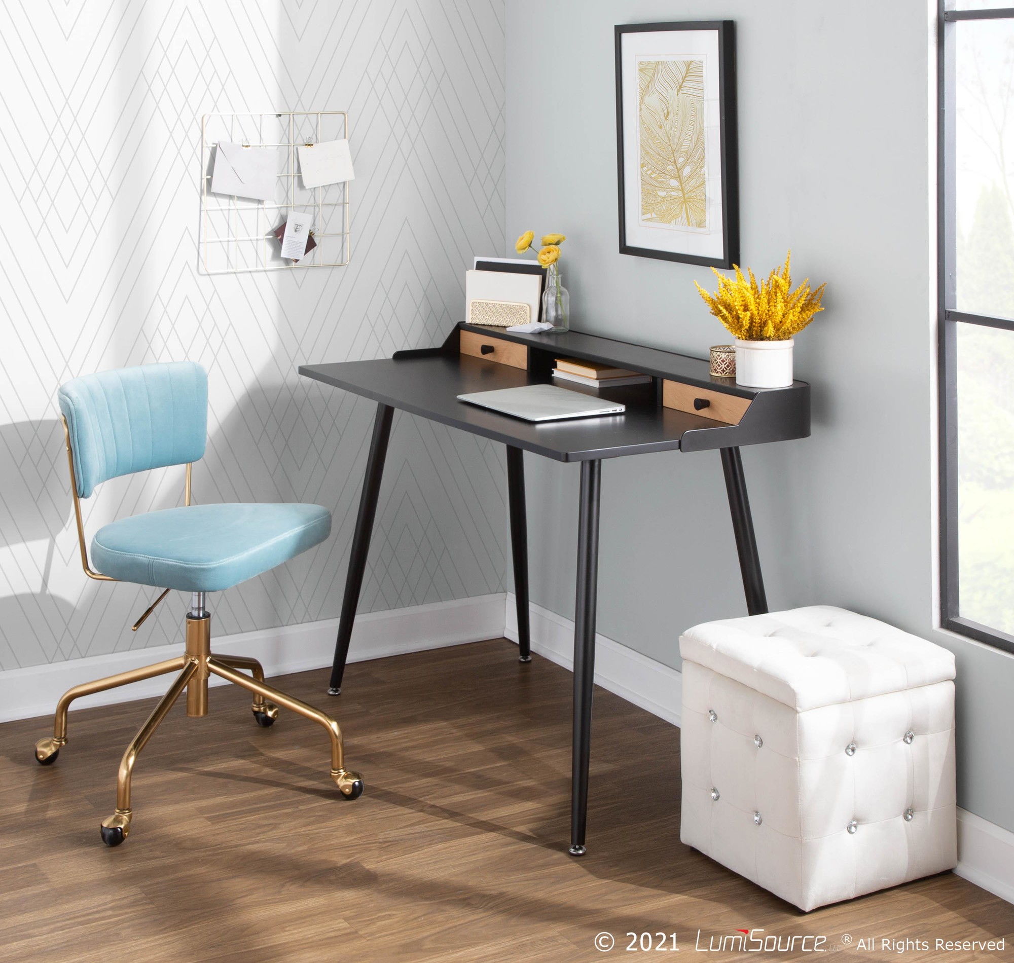 Harvey Contemporary Black Wood Desk with Storage 6 Harvey Contemporary Black Wood Desk with Storage - Image 6