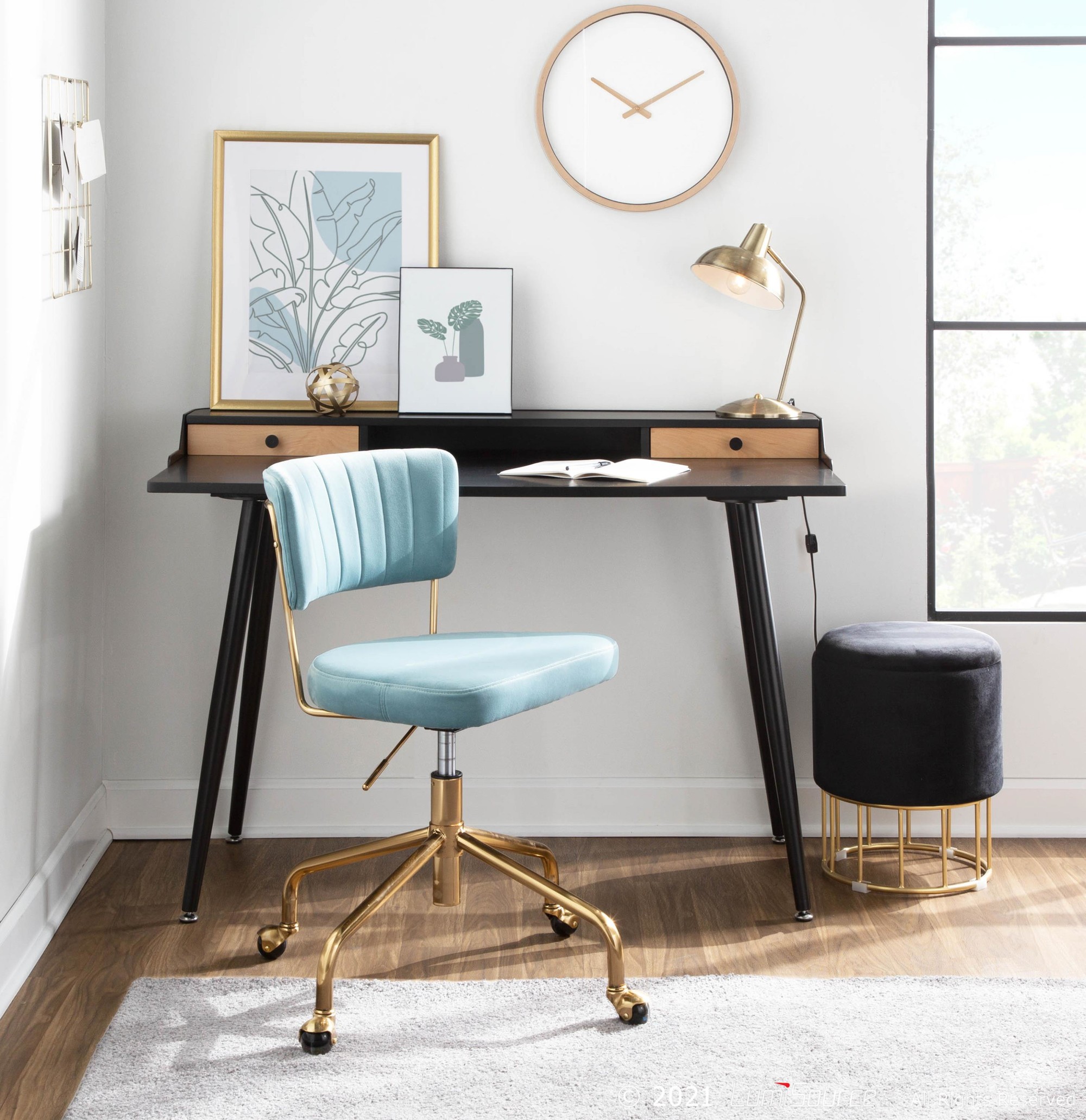 Harvey Contemporary Black Wood Desk with Storage 1 Harvey Contemporary Black Wood Desk with Storage