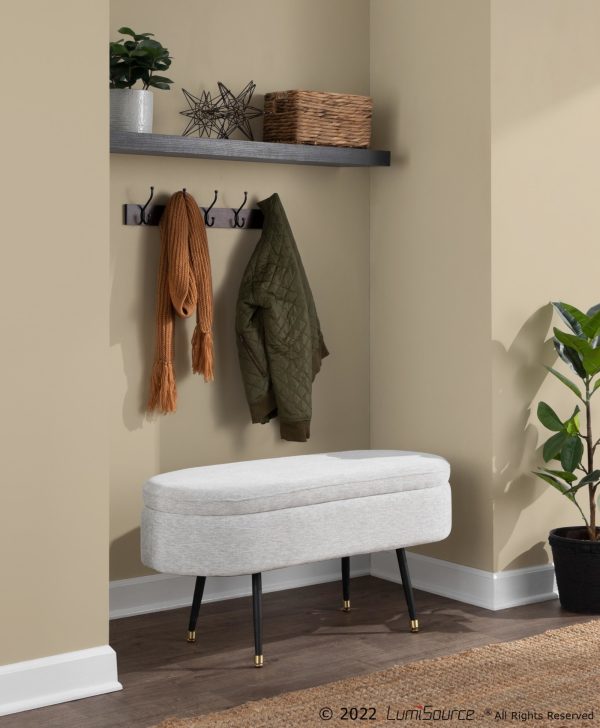 Harvey Contemporary Light Grey Fabric Storage Bench 1