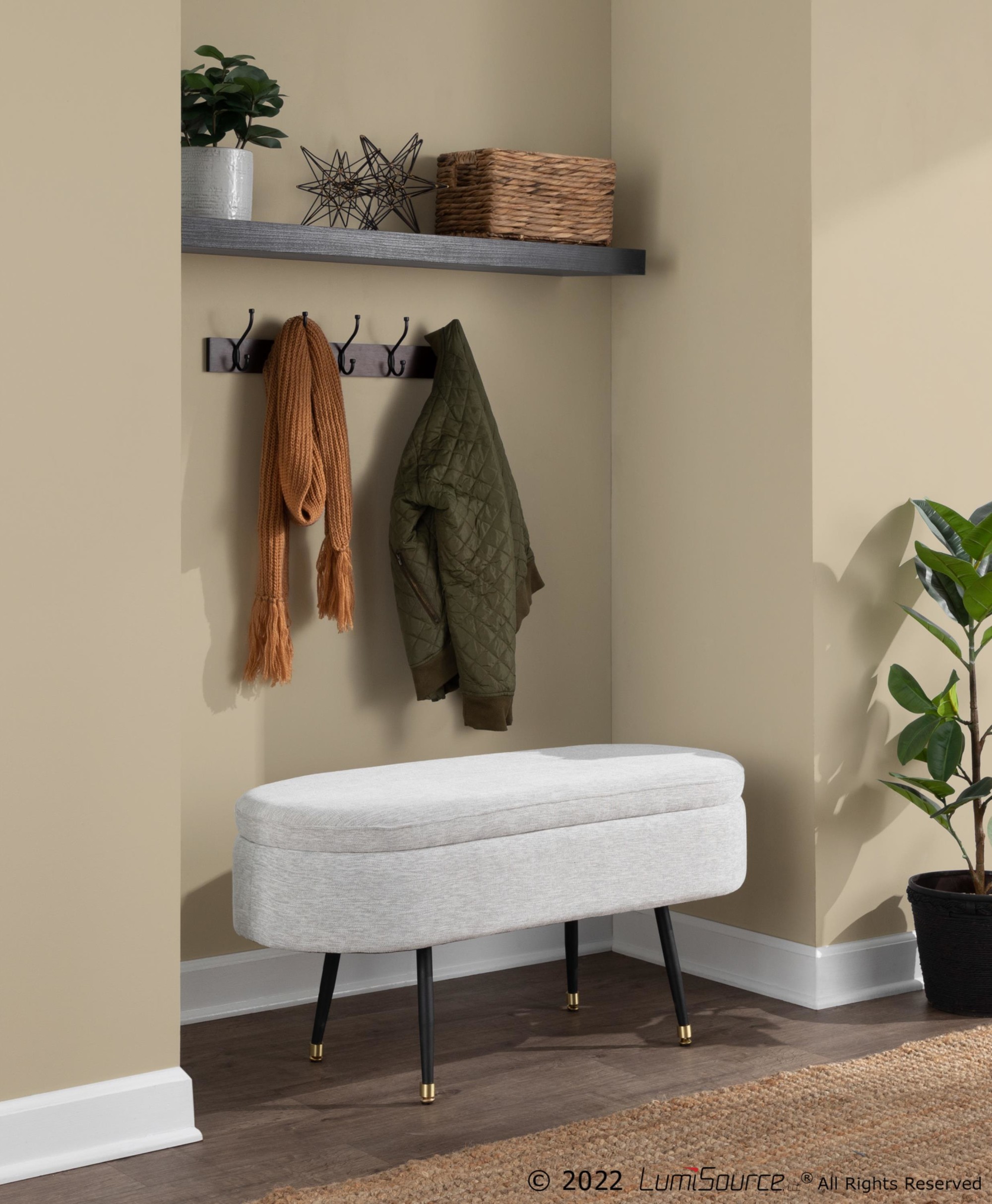 Harvey Contemporary Light Grey Fabric Storage Bench 2 Harvey Contemporary Light Grey Fabric Storage Bench - Image 2
