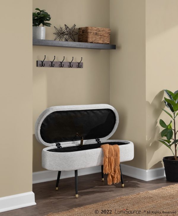 Harvey Contemporary Light Grey Fabric Storage Bench 2