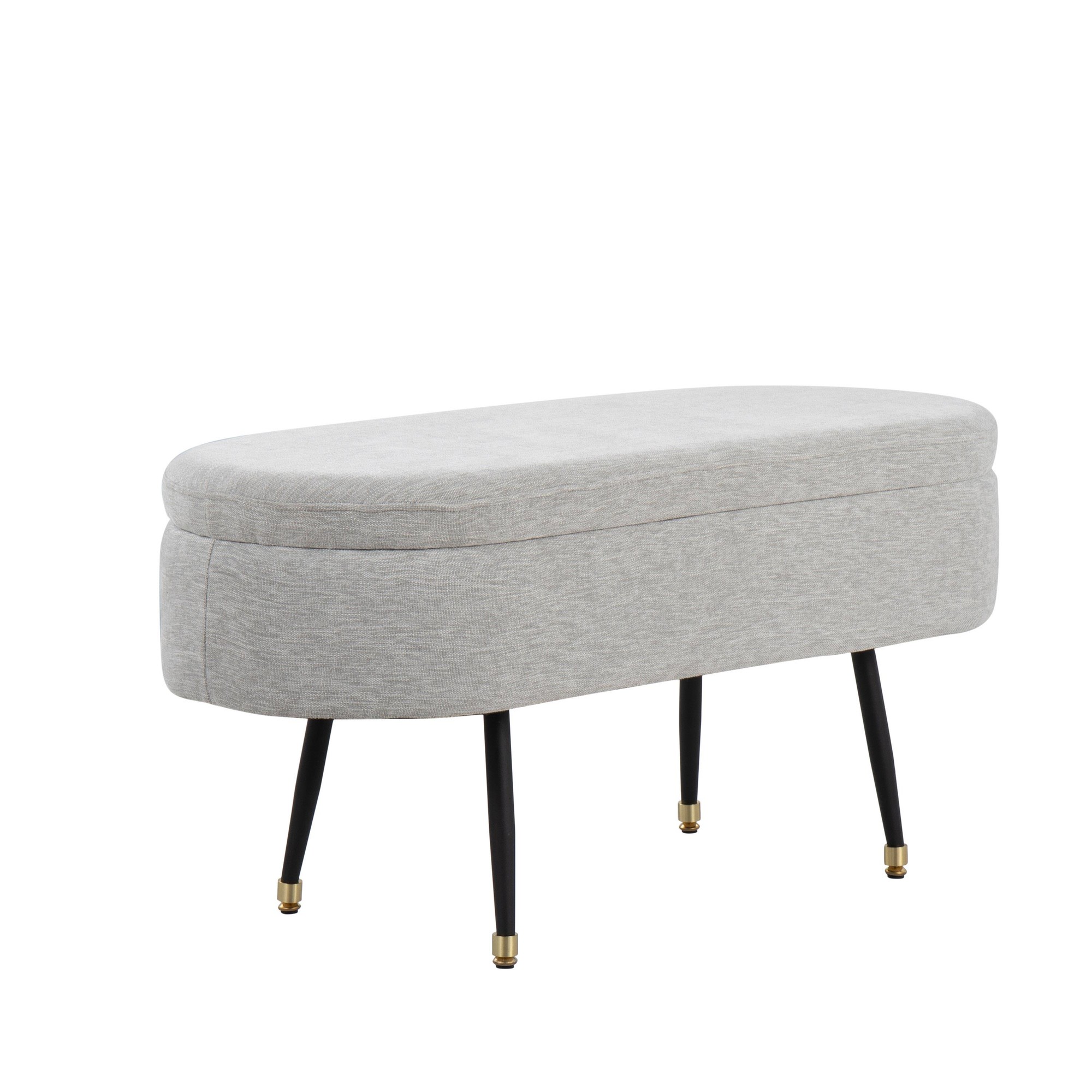 Harvey Contemporary Light Grey Fabric Storage Bench 4 Harvey Contemporary Light Grey Fabric Storage Bench - Image 4