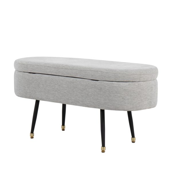 Harvey Contemporary Light Grey Fabric Storage Bench 6