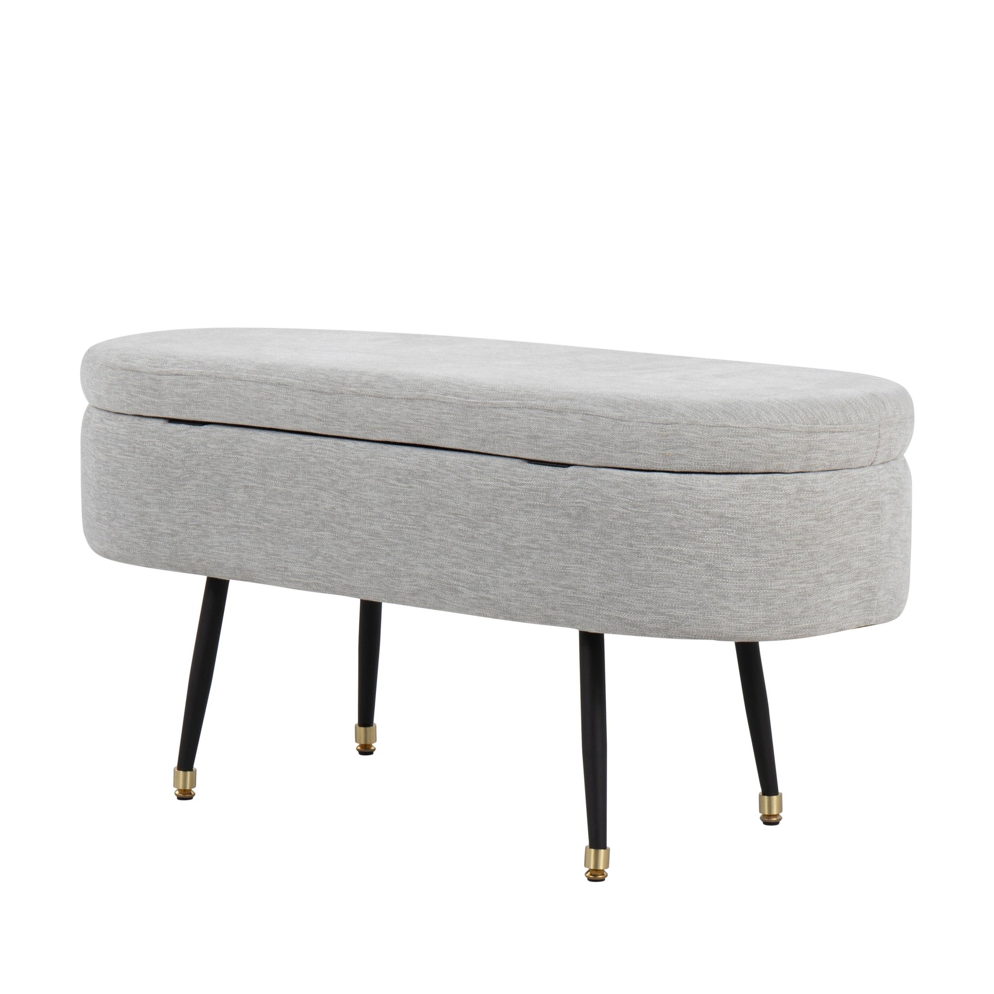 Harvey Contemporary Light Grey Fabric Storage Bench 7 Harvey Contemporary Light Grey Fabric Storage Bench - Image 7