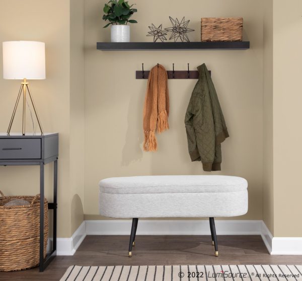 Harvey Contemporary Light Grey Fabric Storage Bench