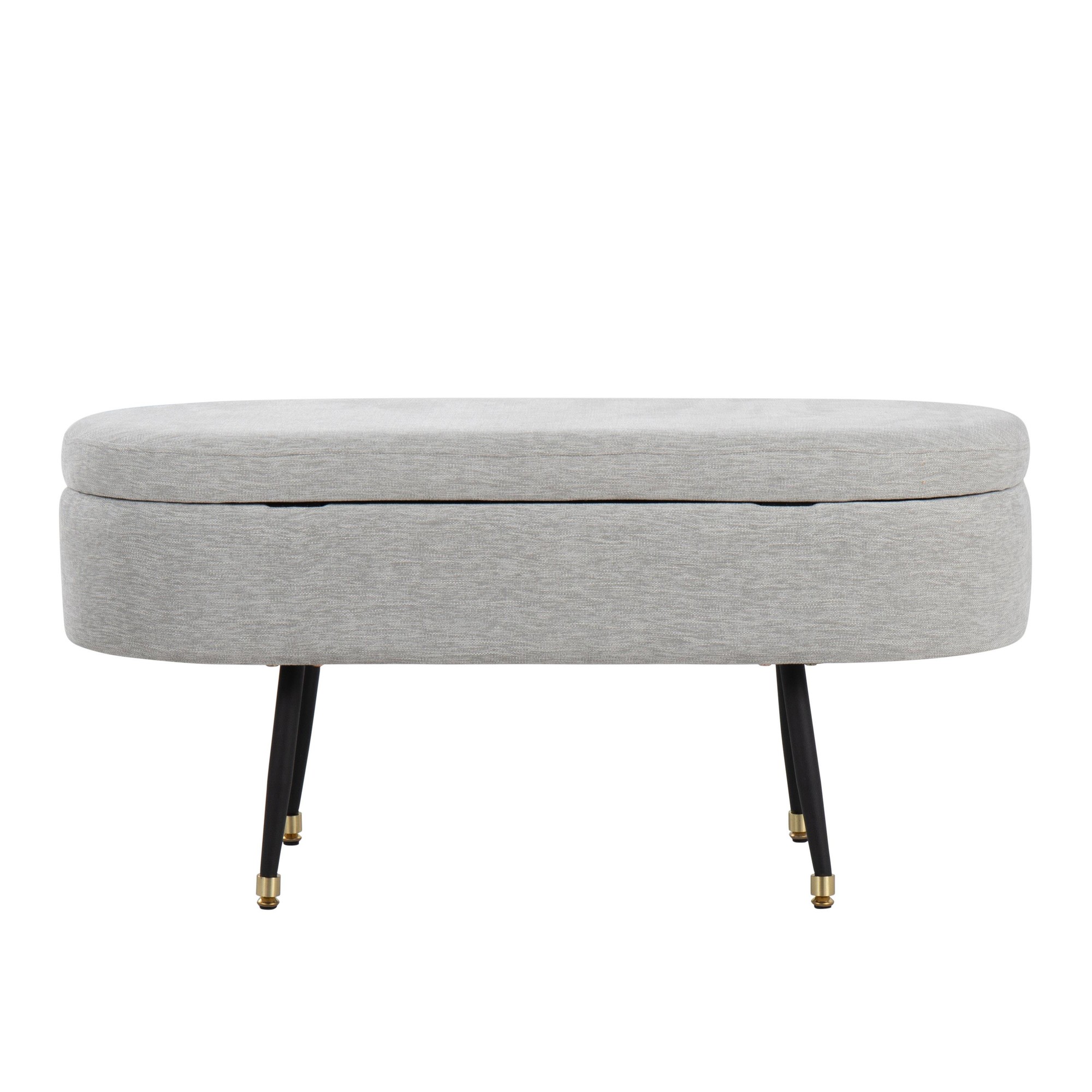 Harvey Contemporary Light Grey Fabric Storage Bench 8 Harvey Contemporary Light Grey Fabric Storage Bench - Image 8