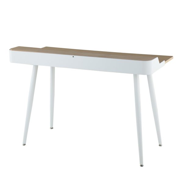 Harvey White Contemporary Desk Natural Wood Top 2