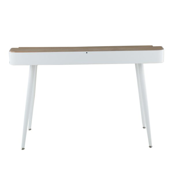 Harvey White Contemporary Desk Natural Wood Top 3