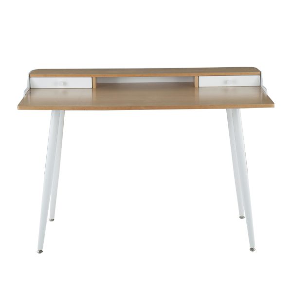 Harvey White Contemporary Desk Natural Wood Top 4