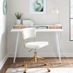Harvey White Contemporary Desk with Natural Wood Accents 15 Harvey White Contemporary Desk with Natural Wood Accents