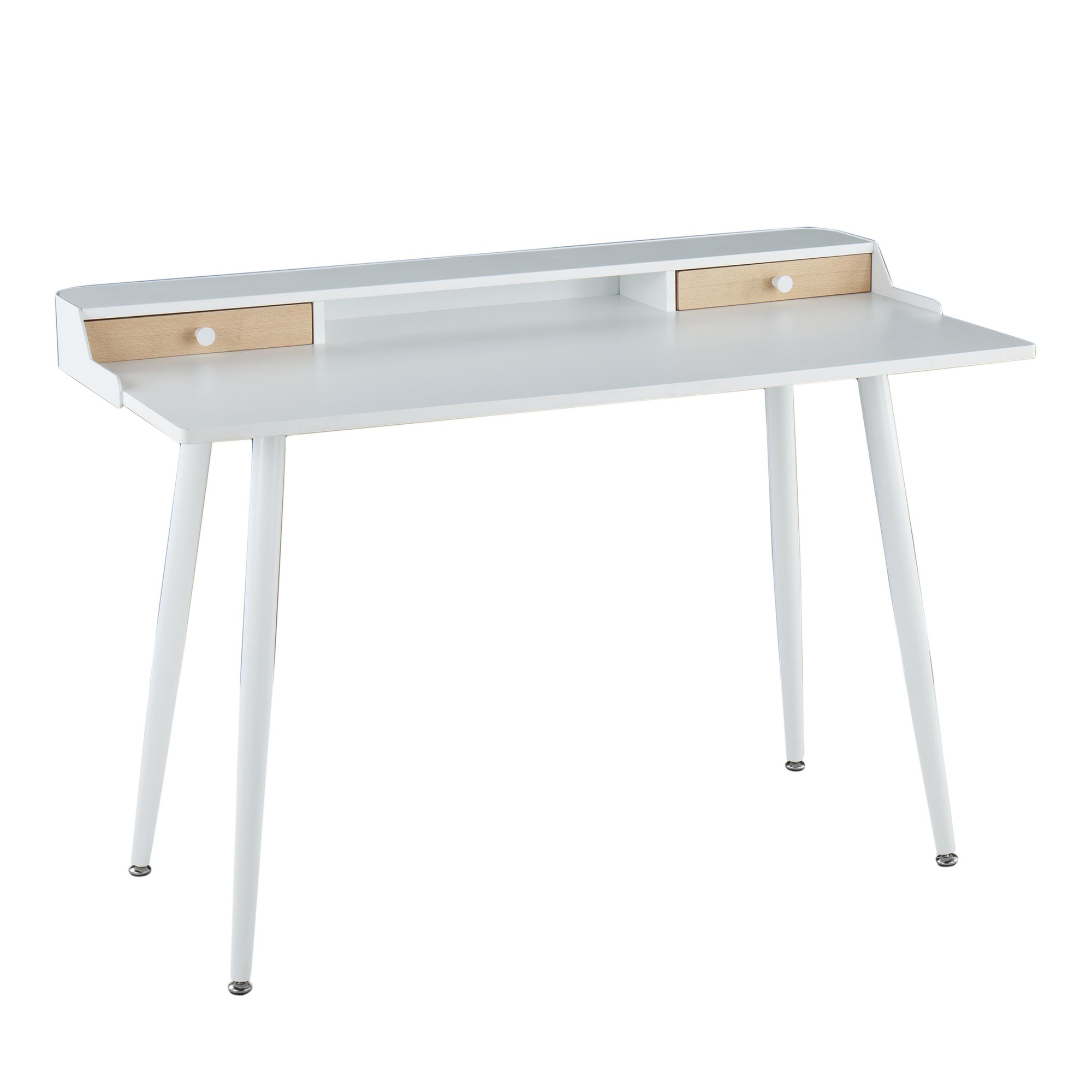 Harvey White Contemporary Desk with Natural Wood Accents 5 Harvey White Contemporary Desk with Natural Wood Accents - Image 5