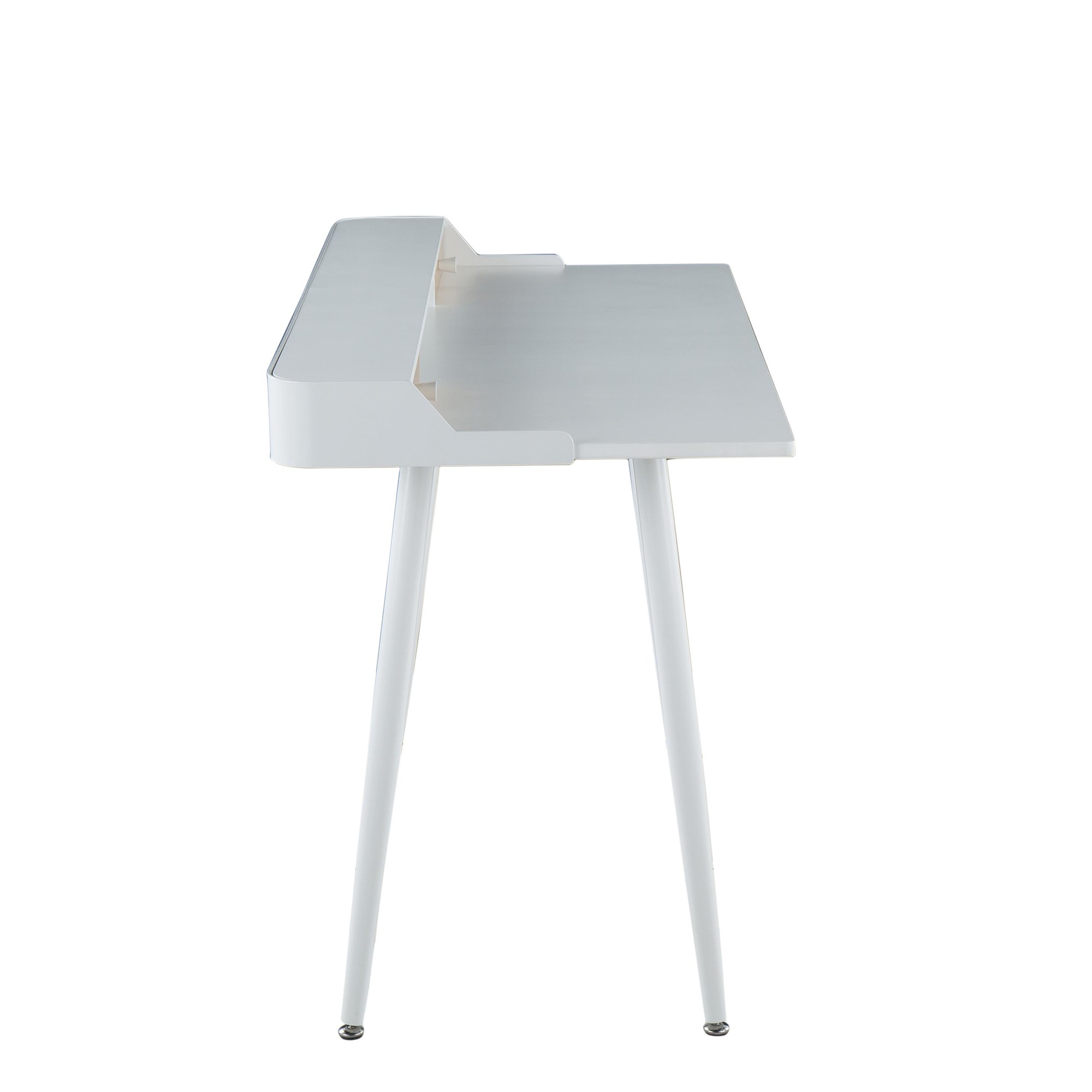Harvey White Contemporary Desk with Natural Wood Accents 6 Harvey White Contemporary Desk with Natural Wood Accents - Image 6