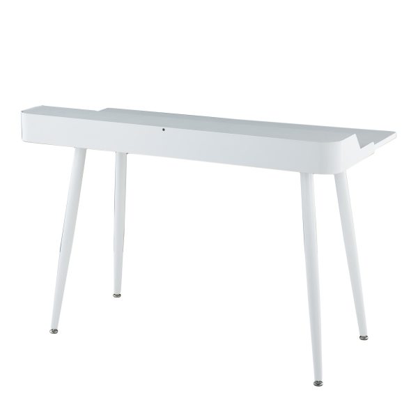 Harvey White Contemporary Desk with Natural Wood Accents 6