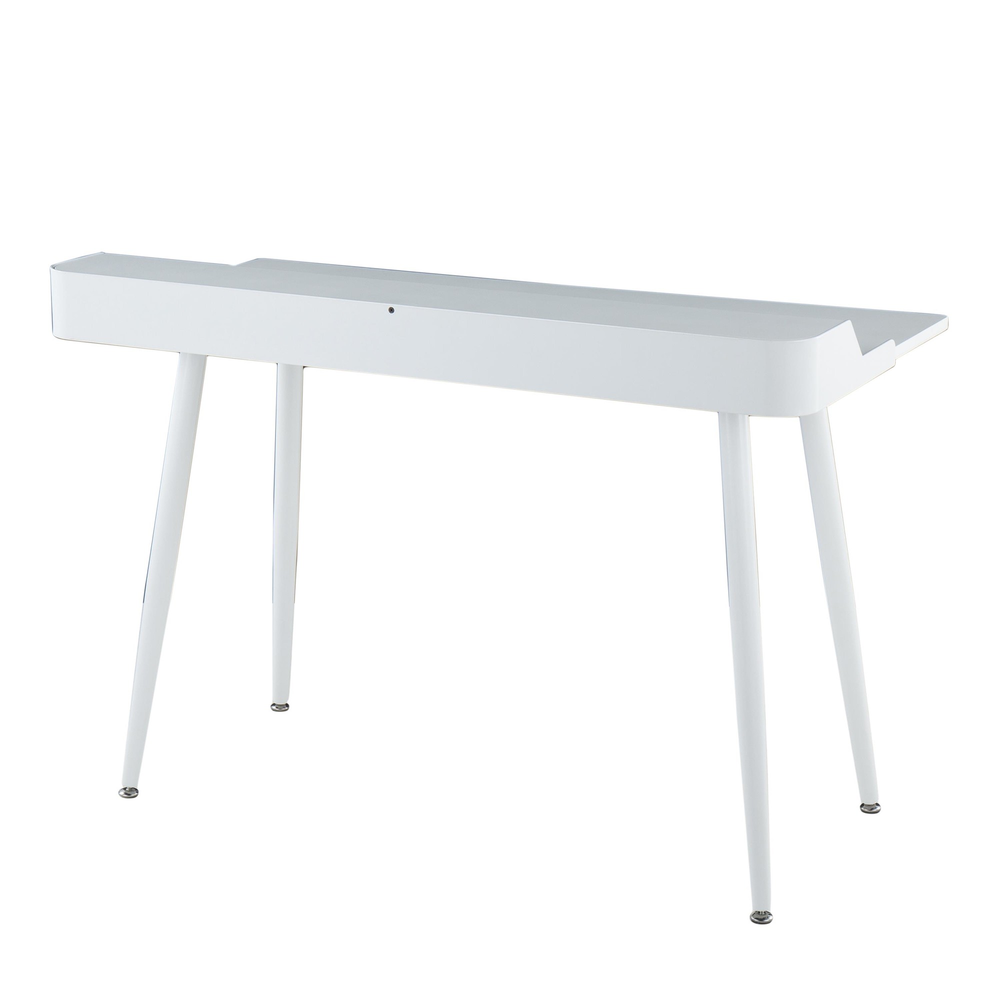 Harvey White Contemporary Desk with Natural Wood Accents 7 Harvey White Contemporary Desk with Natural Wood Accents - Image 7
