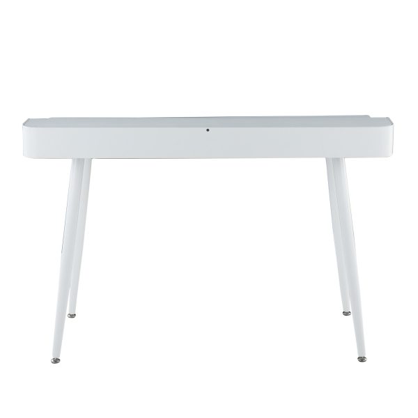 Harvey White Contemporary Desk with Natural Wood Accents 7