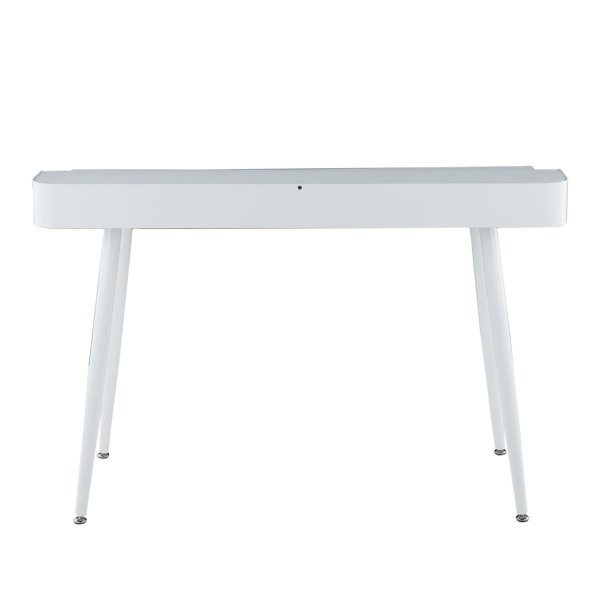 Harvey White Contemporary Desk with Natural Wood Accents 8 Harvey White Contemporary Desk with Natural Wood Accents - Image 8