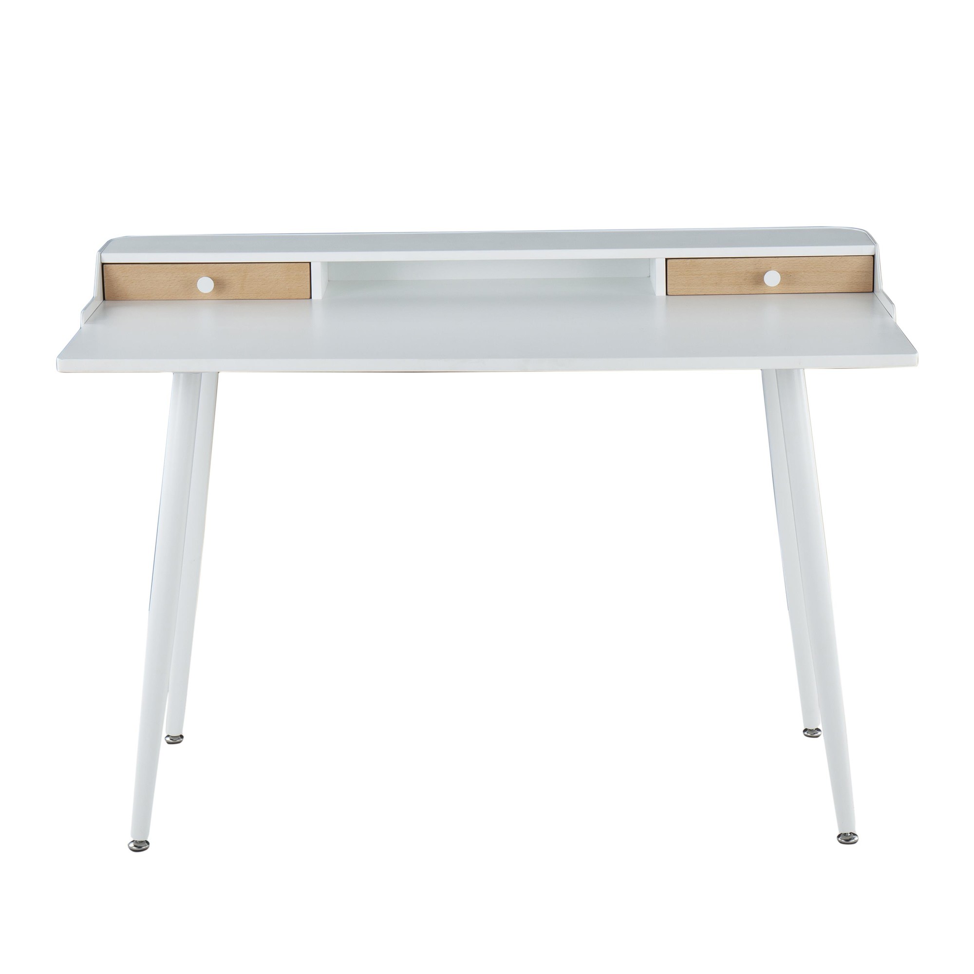 Harvey White Contemporary Desk with Natural Wood Accents 9 Harvey White Contemporary Desk with Natural Wood Accents - Image 9