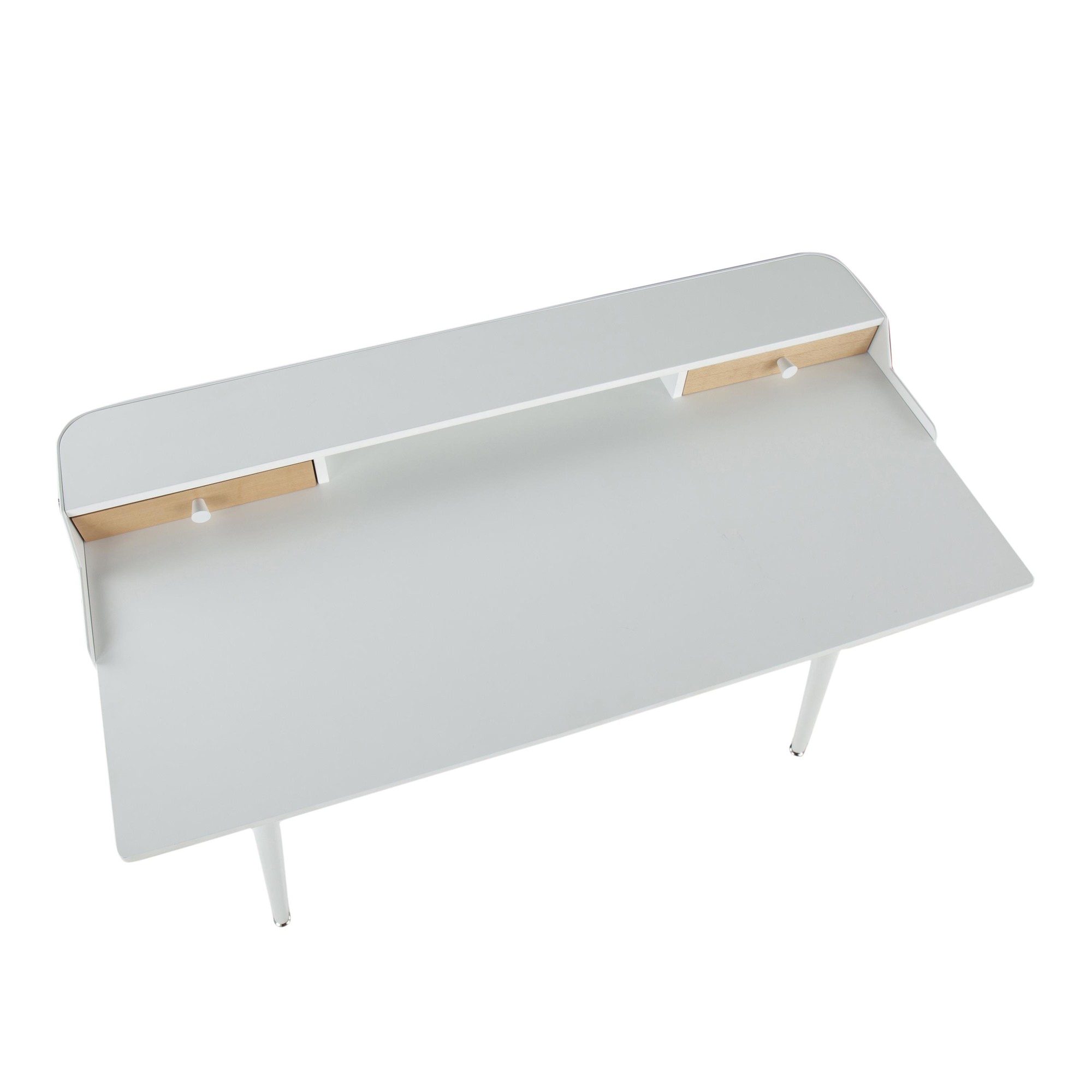 Harvey White Contemporary Desk with Natural Wood Accents 10 Harvey White Contemporary Desk with Natural Wood Accents - Image 10