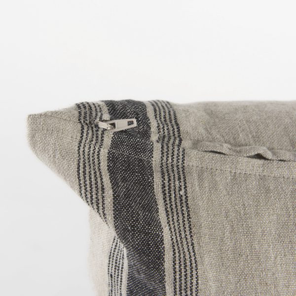 Hattie 20L x 20W Beige and Black Fabric Striped Decorative Pillow Cover 11