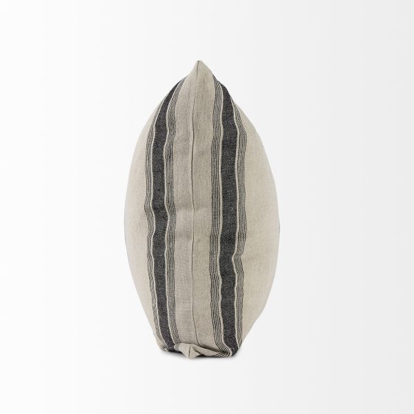 Hattie 20L x 20W Beige and Black Fabric Striped Decorative Pillow Cover 6