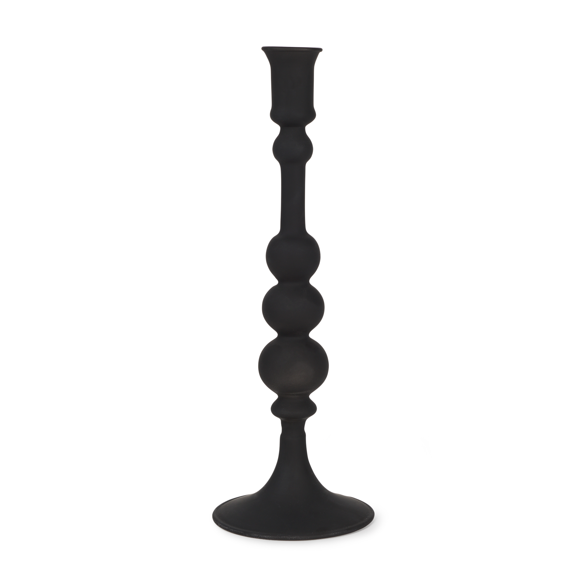 Haute Large Matte Black Blown Glass Candlestick