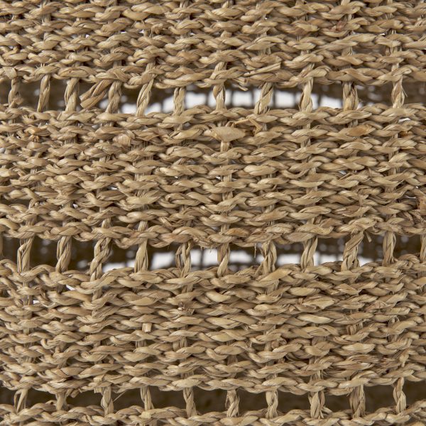 Hayes 17.7L x 17.7W x 11.8H Set of 2 Medium Brown Seagrass Round Basket with Stripe Pattern 4