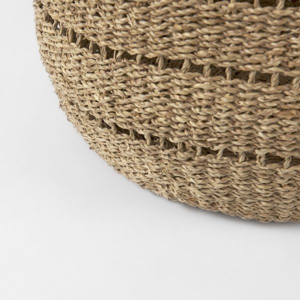 Hayes 17.7L x 17.7W x 11.8H Set of 2 Medium Brown Seagrass Round Basket with Stripe Pattern 6