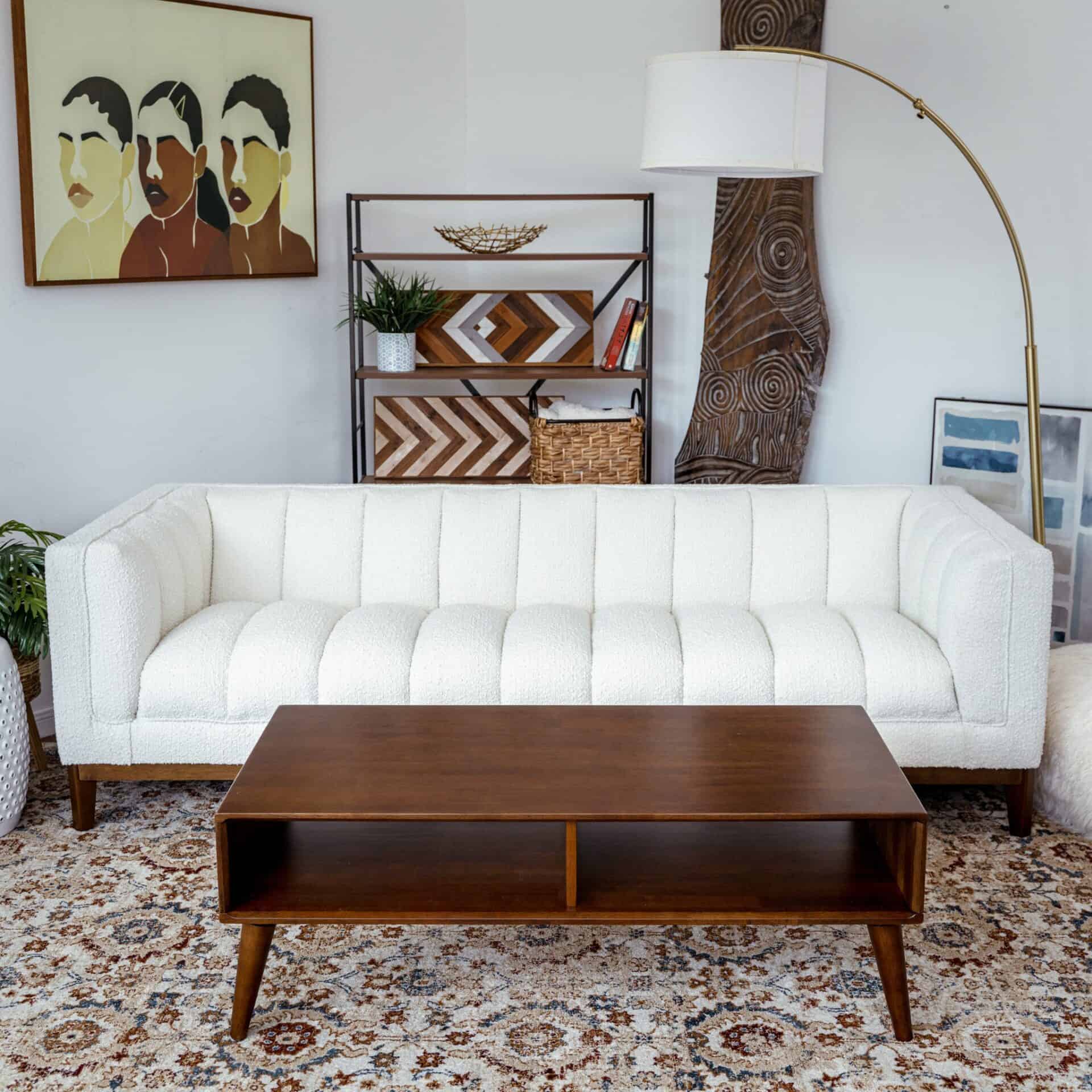 Mid-Century Modern Brown Wood Coffee Table with Tapered Legs 2 Mid-Century Modern Brown Wood Coffee Table with Tapered Legs - Image 2