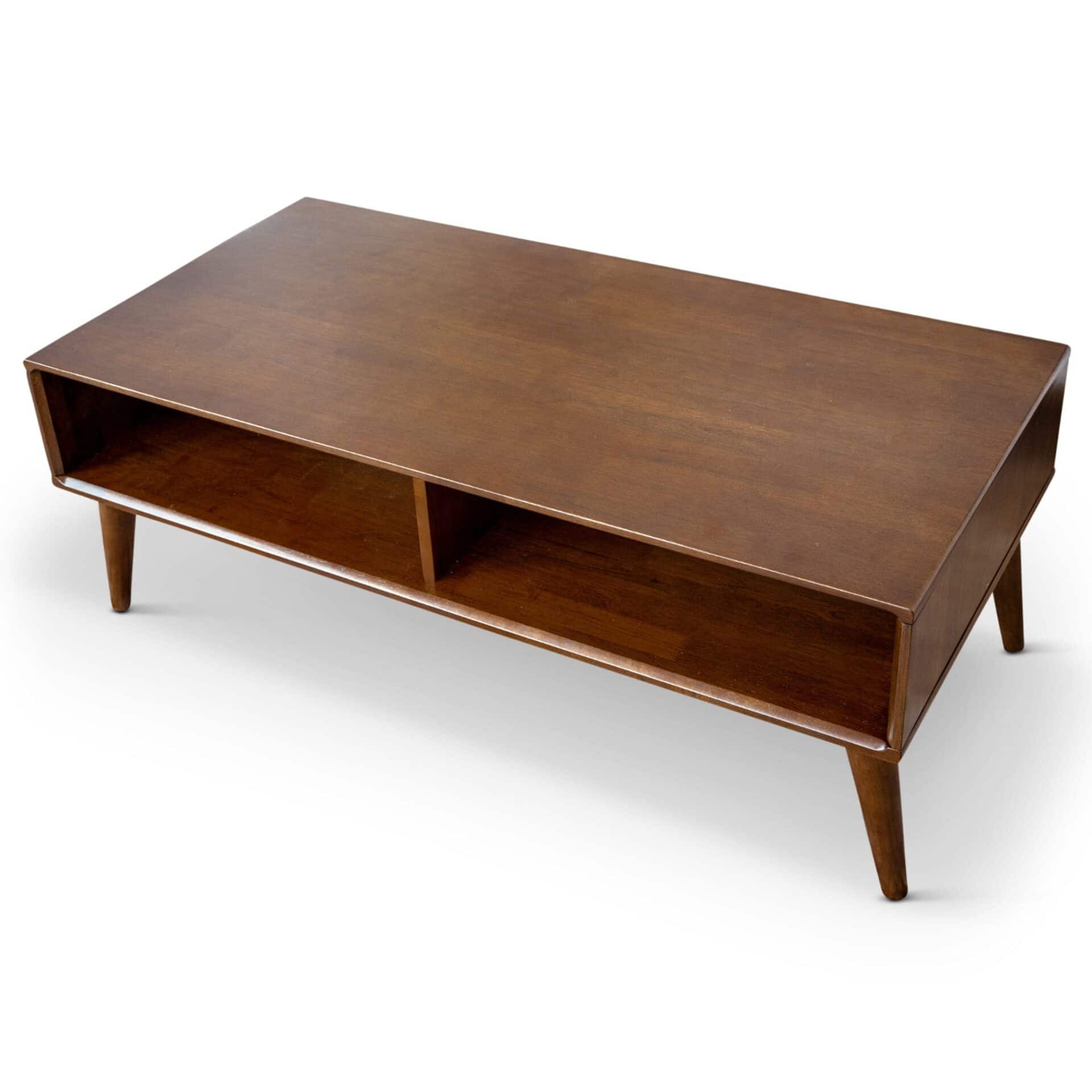 Mid-Century Modern Brown Wood Coffee Table with Tapered Legs 3 Mid-Century Modern Brown Wood Coffee Table with Tapered Legs - Image 3