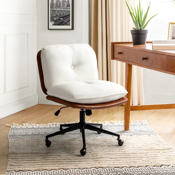 Hedwig Camel Oversized Mid Century Modern Armless Office Chair