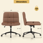 Height Adjustable Armless Desk Chair with Wheels for Home Office