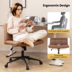 Height Adjustable Armless Desk Chair with Wheels for Home Office