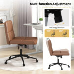 Height Adjustable Armless Desk Chair with Wheels for Home Office