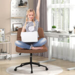 Height Adjustable Armless Desk Chair with Wheels for Home Office
